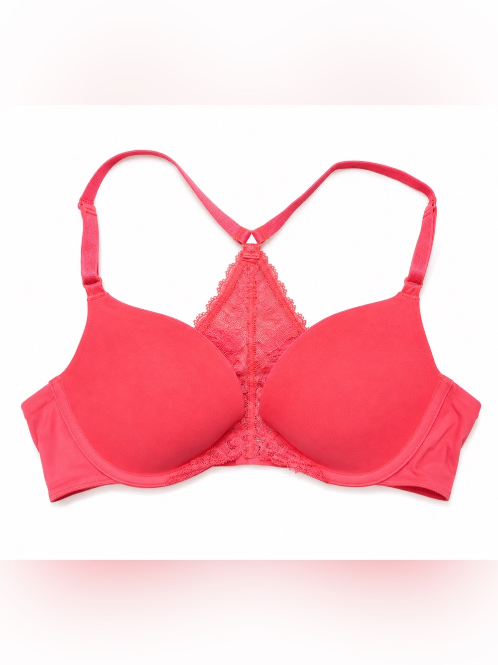 Victoria’s Secret Push-Up Racerback Bra Coral Pink Lace Back 32B